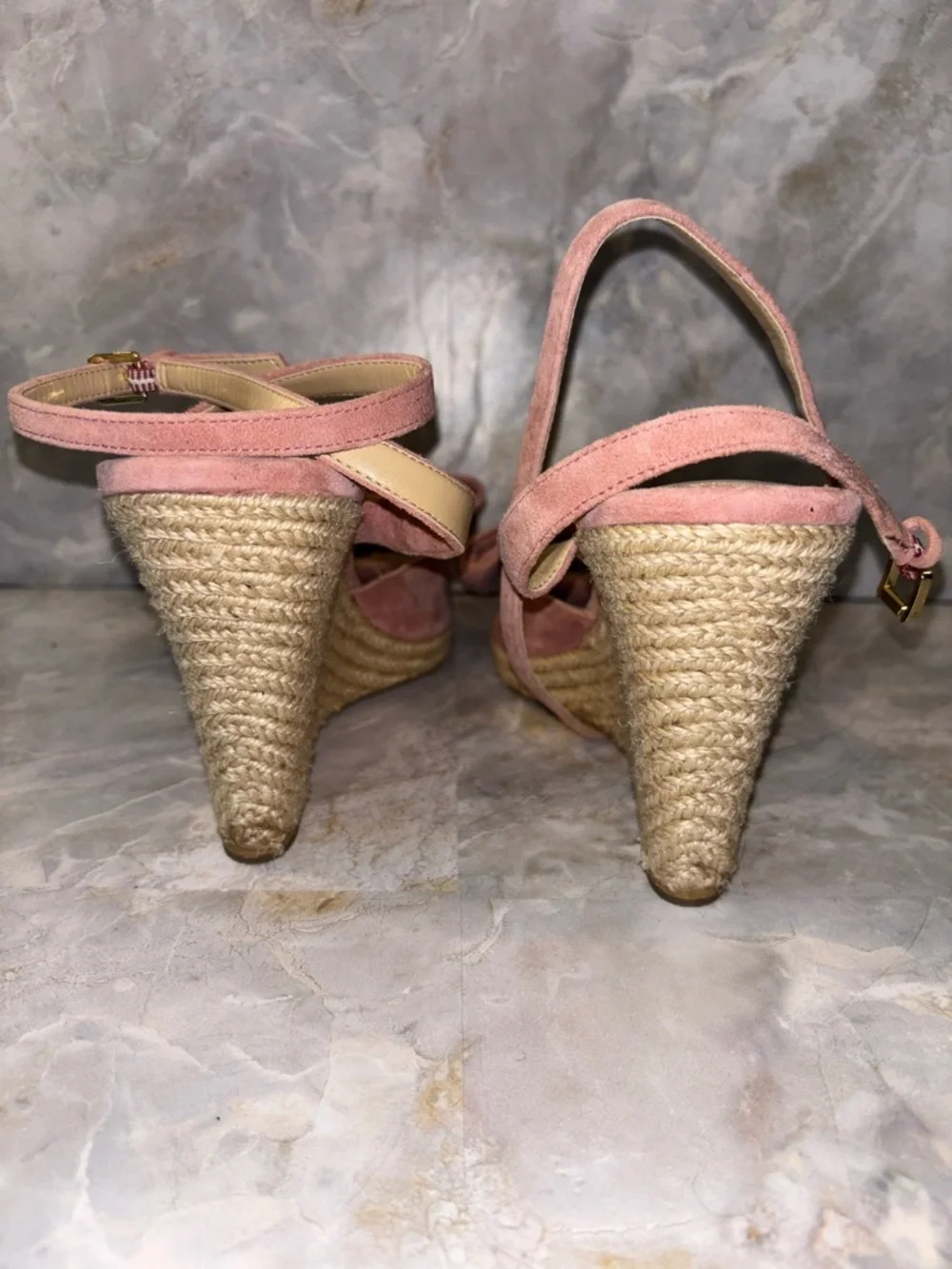 Michael Michael Kors Pink Bow Ankle-Strap wedge Sandals